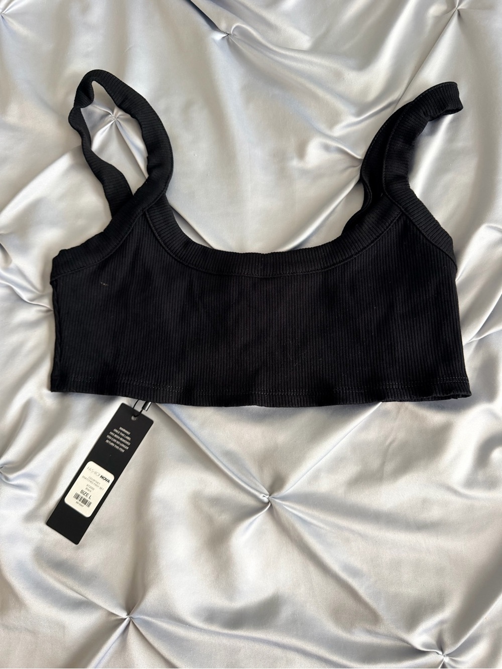 Fashion Nova Black Ribbed Scoop Crop Tank
